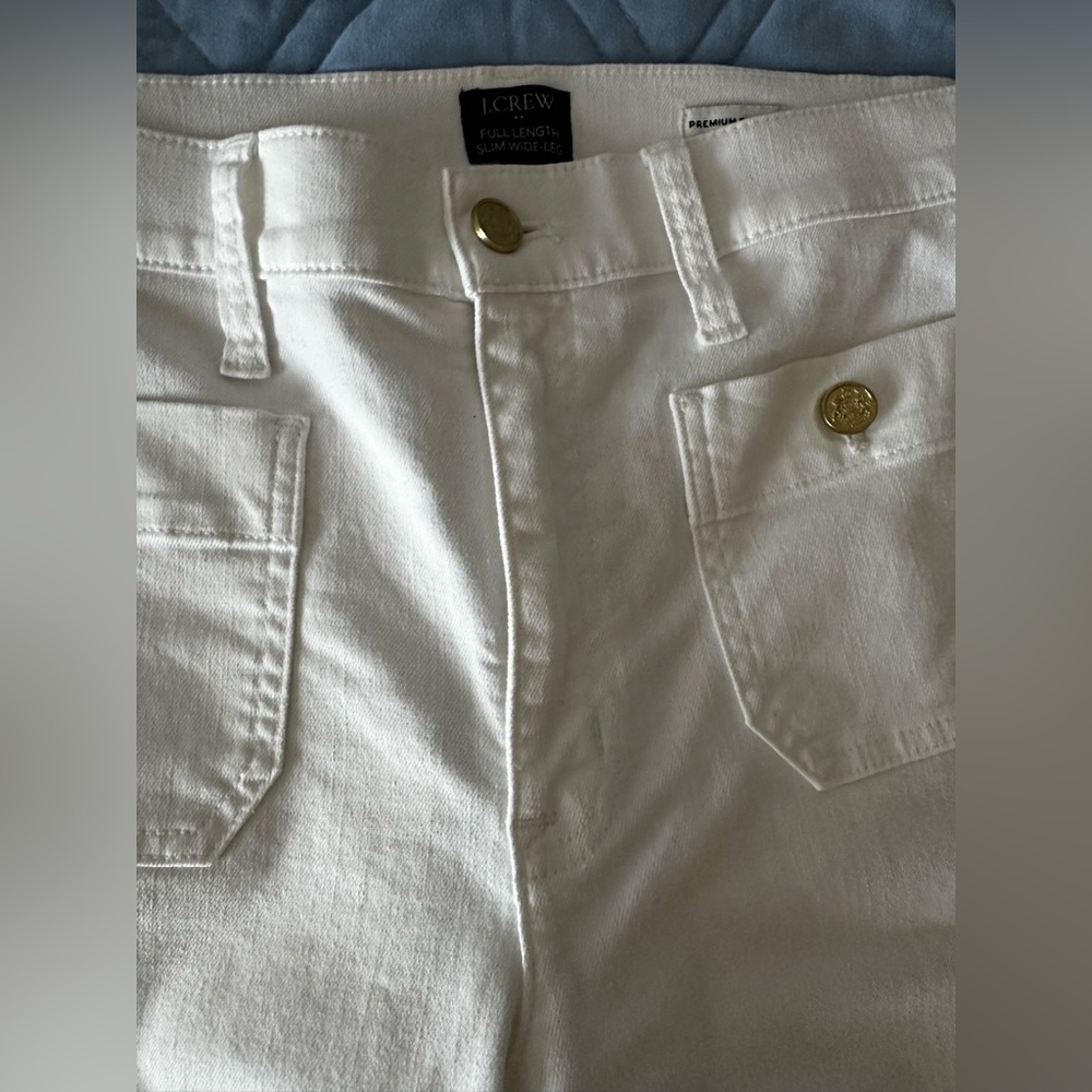 J.Crew White Sailor Slim Wide-Leg Jeans – Size 30 - Picture 3 of 6